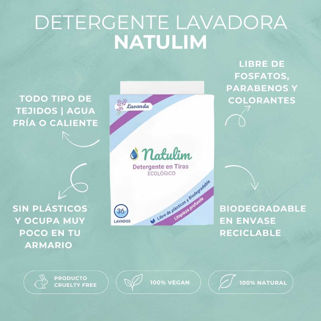 Natulim, detergente en tiras ecológico para lavadora  propiedades