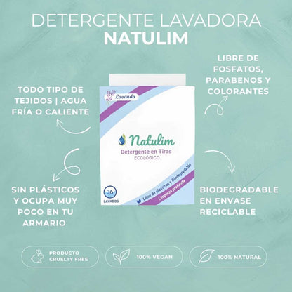 Natulim, detergente en tiras ecológico para lavadora  propiedades