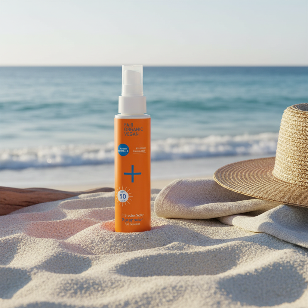Protector solar I+M SPF 50 en la playa Natural y mineral