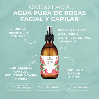 TÓNICO FACIAL | AGUA DE ROSAS | BIO | TODAS LAS PIELES | VEGANO