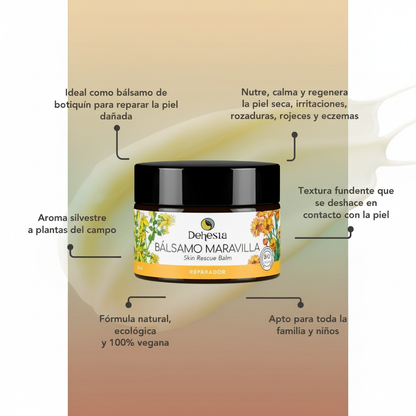 Bálsamo Maravilla con fondo corporativo