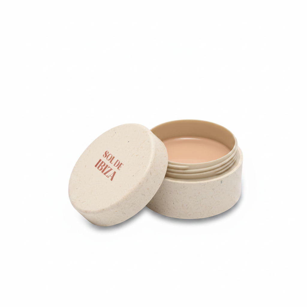 BB Cream mineral de Sol de Ibiza color nude con protección solar SPF50 PA+++ en envase compostable sin plástico