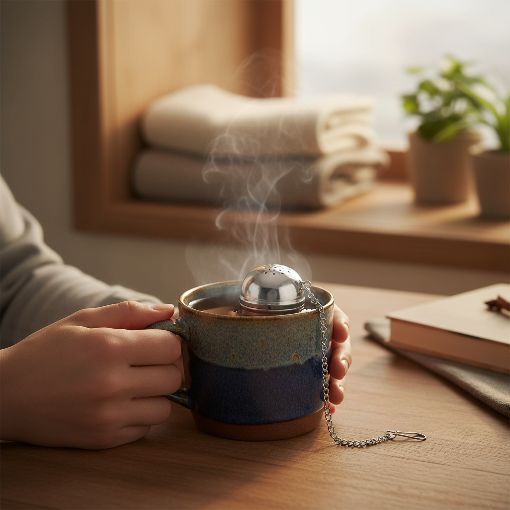 Bola para té en uso