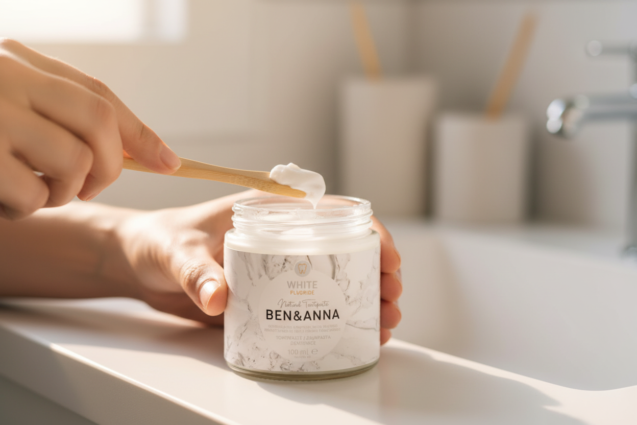 Dentífrico blanqueador - Foto en uso