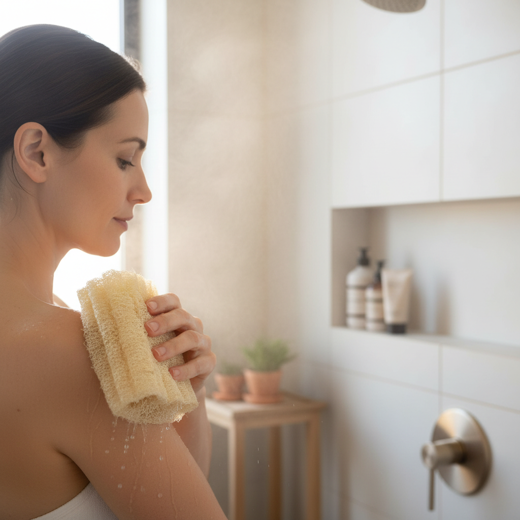 Esponja de lufa en uso 1:1