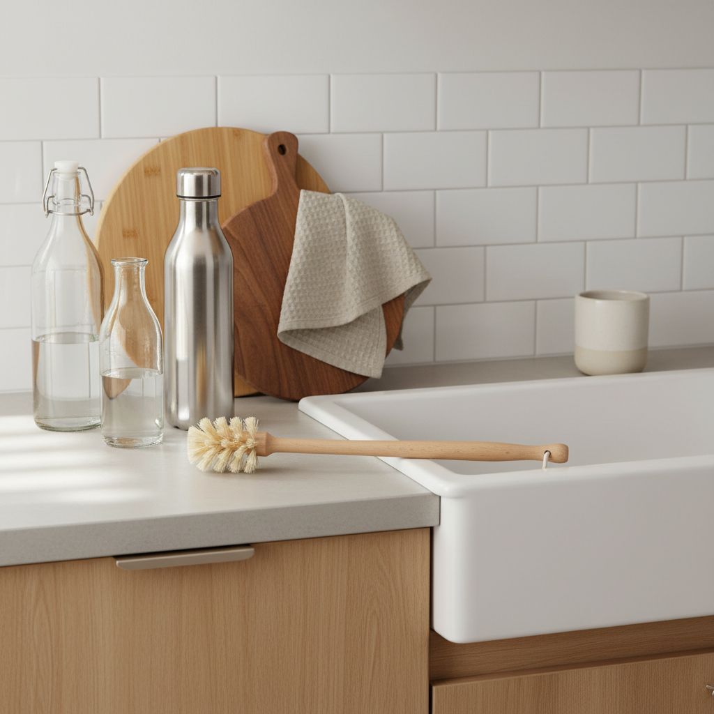 Imagen lifestyle cepillo limpia botellas