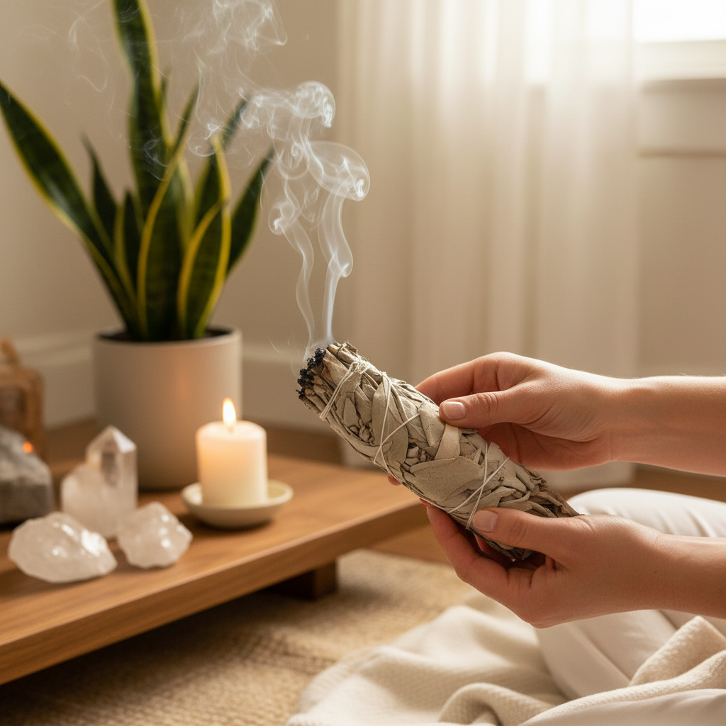 Incienso Salvia Blanca en uso