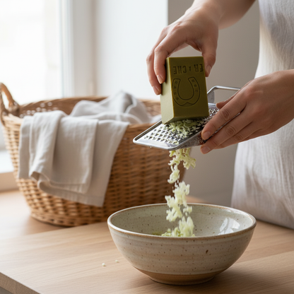 Jabón de Marsella - Rallando con virutas cayendo
