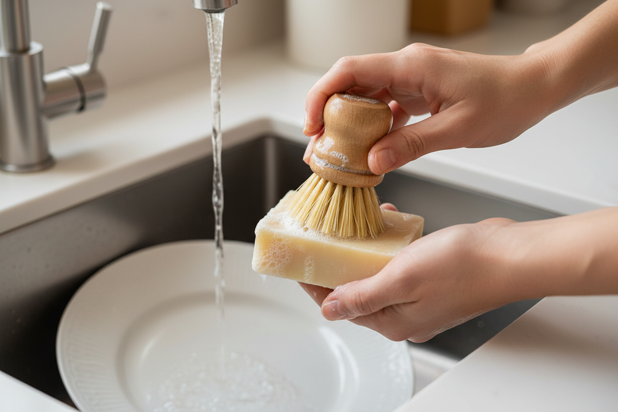 Jabón para vajilla - Foto en uso mejorada