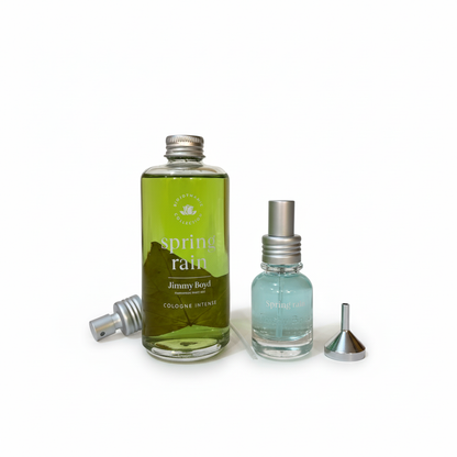 PACK AGUA DE COLONIA SPRING RAIN 200ml Y 25ml RECARGABLE, INCLUYE EMBUDO, NATURAL, BIO, ECOLÓGICA Y SIN DISRUPTORES ENDOCRINOS